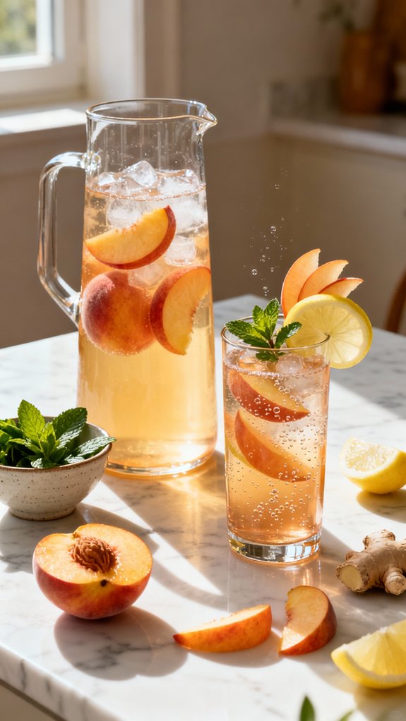 elegant refreshing peach mocktail