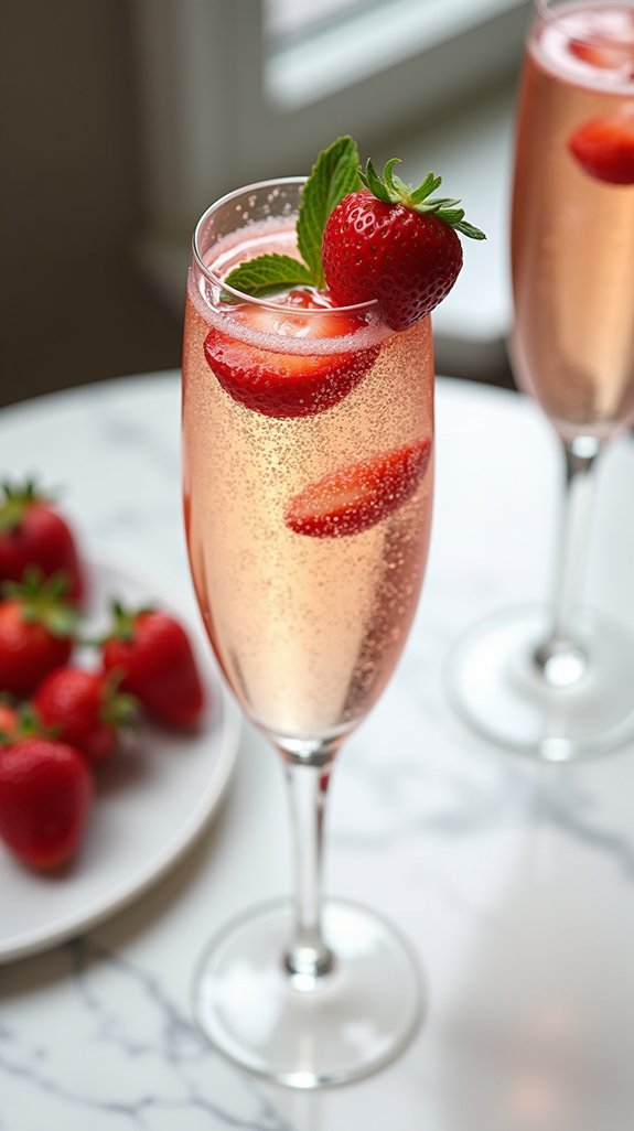 elegant strawberry champagne cocktail