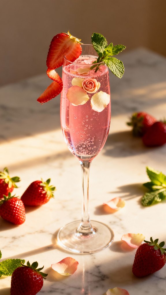 elegant strawberry rose mocktail