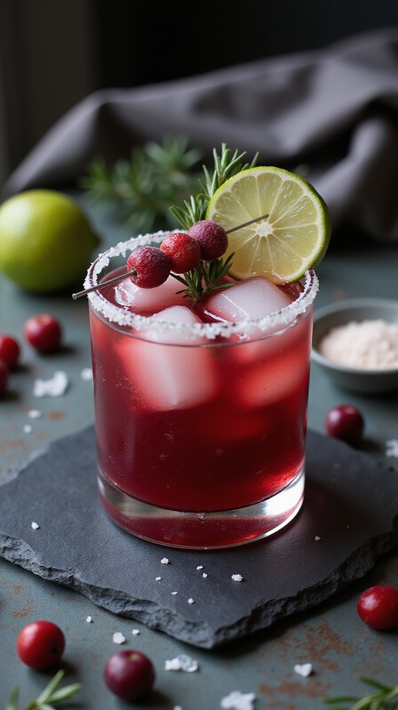 festive winter cranberry margarita