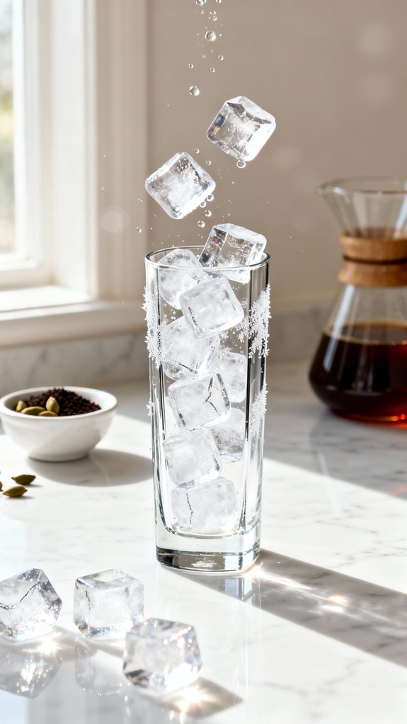 fill glass with ice