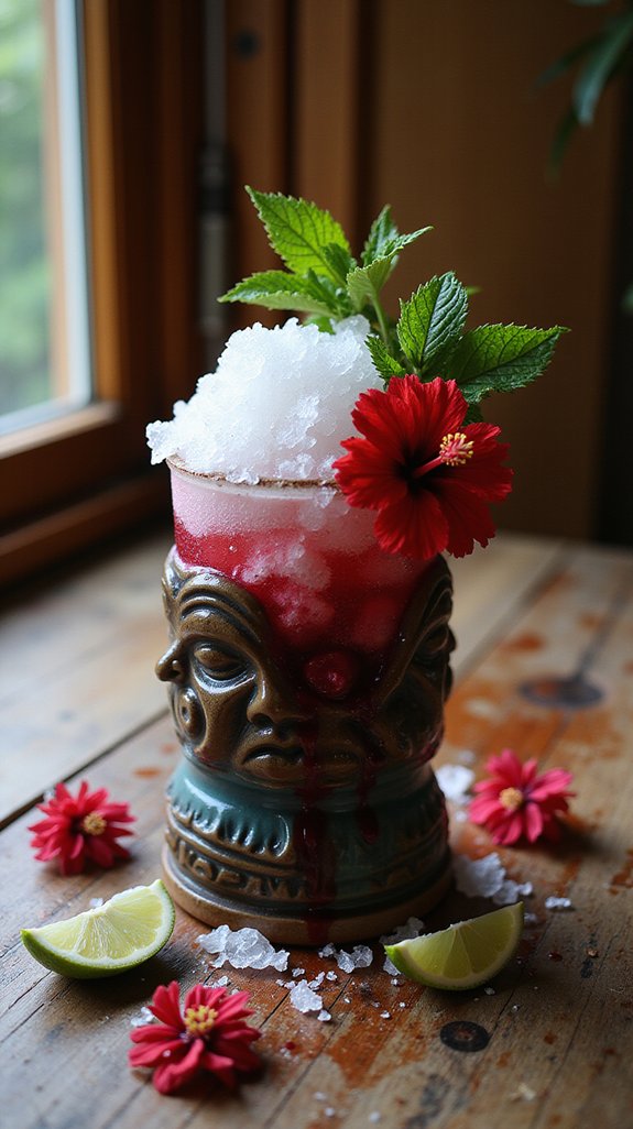 floral complex tiki cocktail