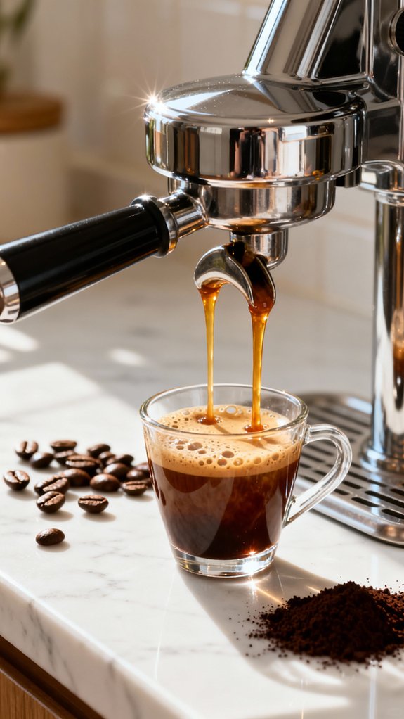 freshly ground espresso shot