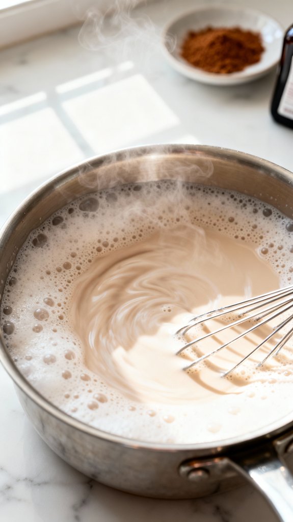 froth milk until airy