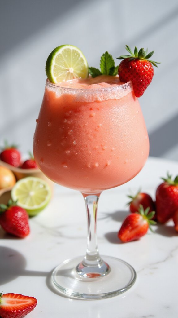 frozen strawberry rum cocktail