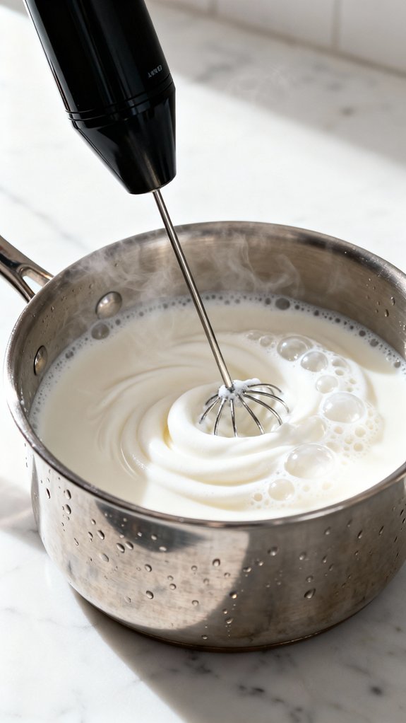 gentle heating and frothing