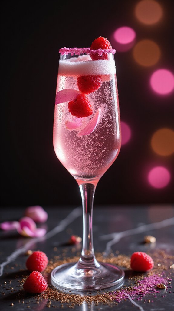 glamorous pink champagne cocktail
