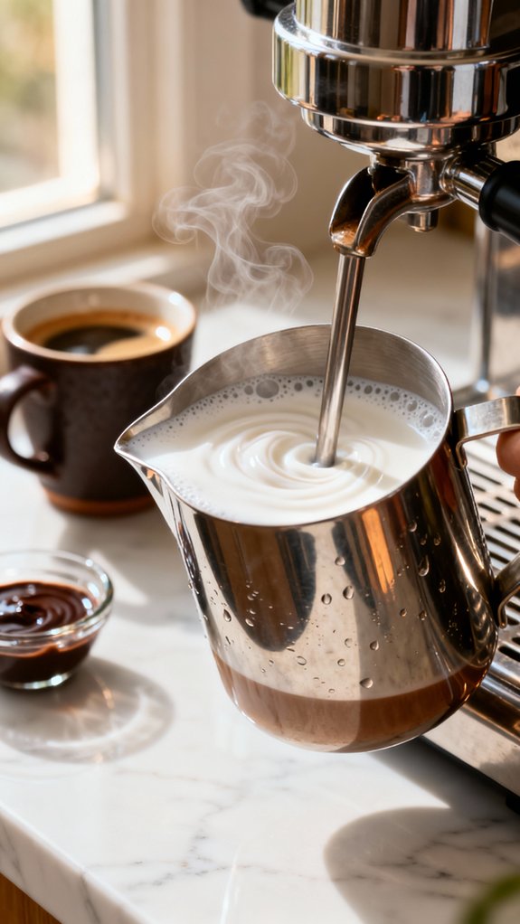 heat froth milk carefully