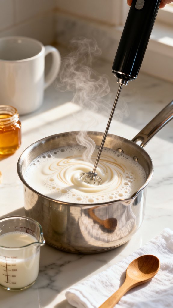 heat froth steam serve