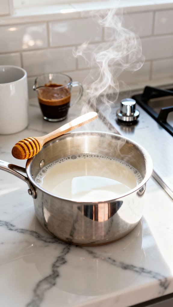 heat milk carefully avoid scorching