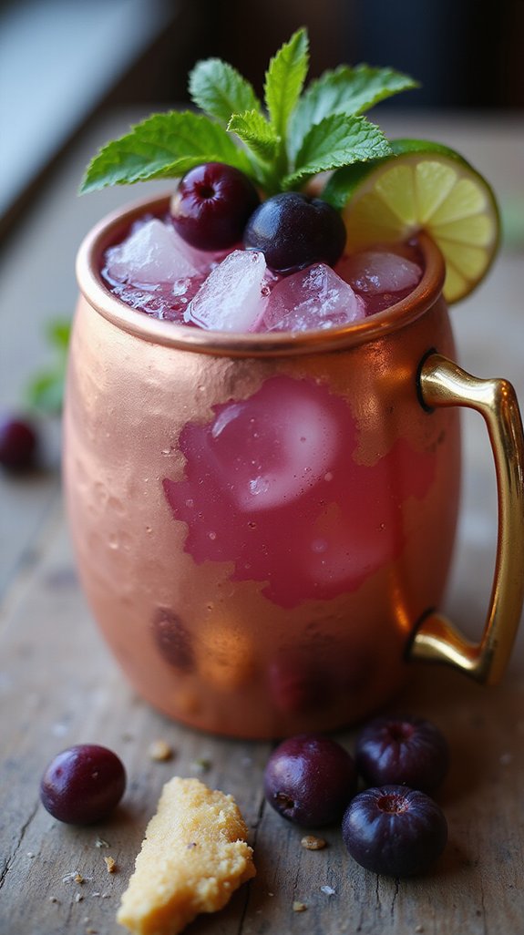 huckleberry ginger fizz cocktail