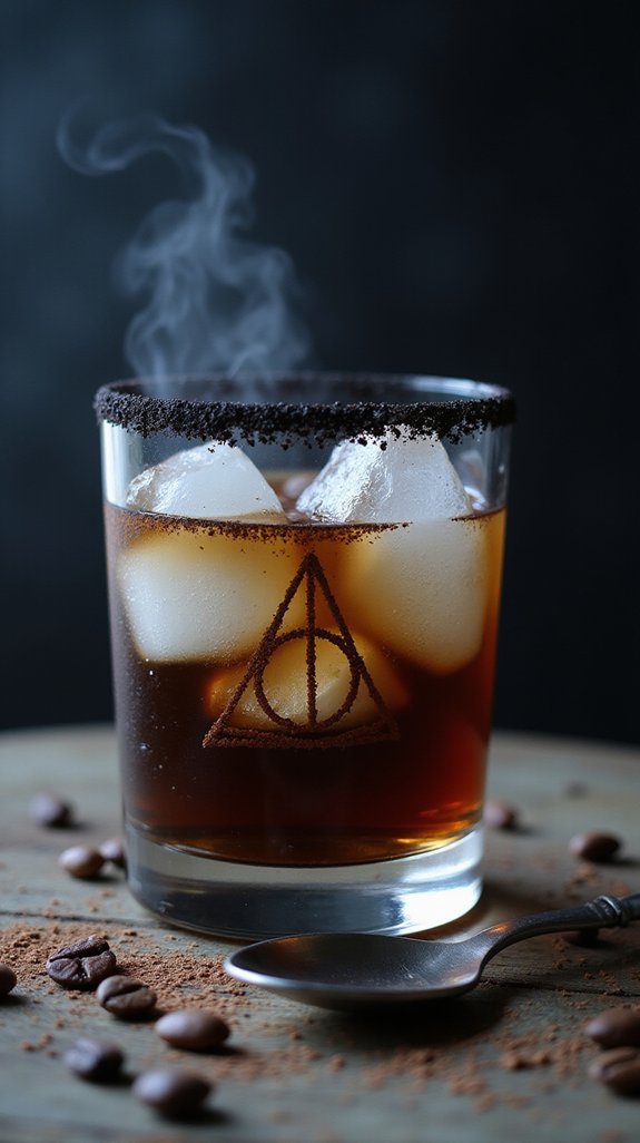 layered cocktail representing hallows