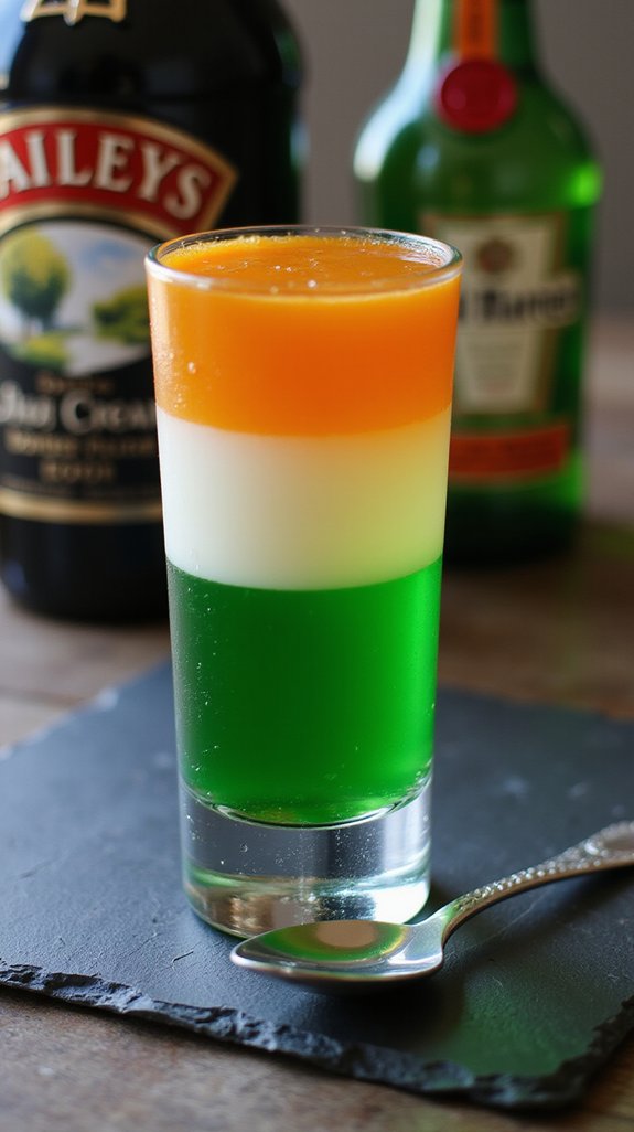 layered irish flag shot