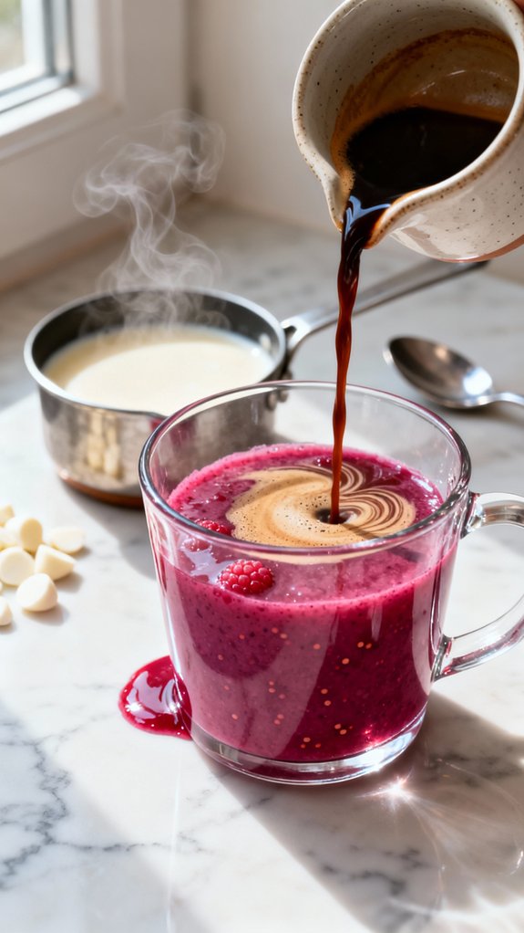 layering raspberry espresso milk