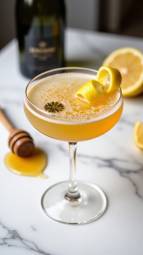 luxurious honey champagne cocktail