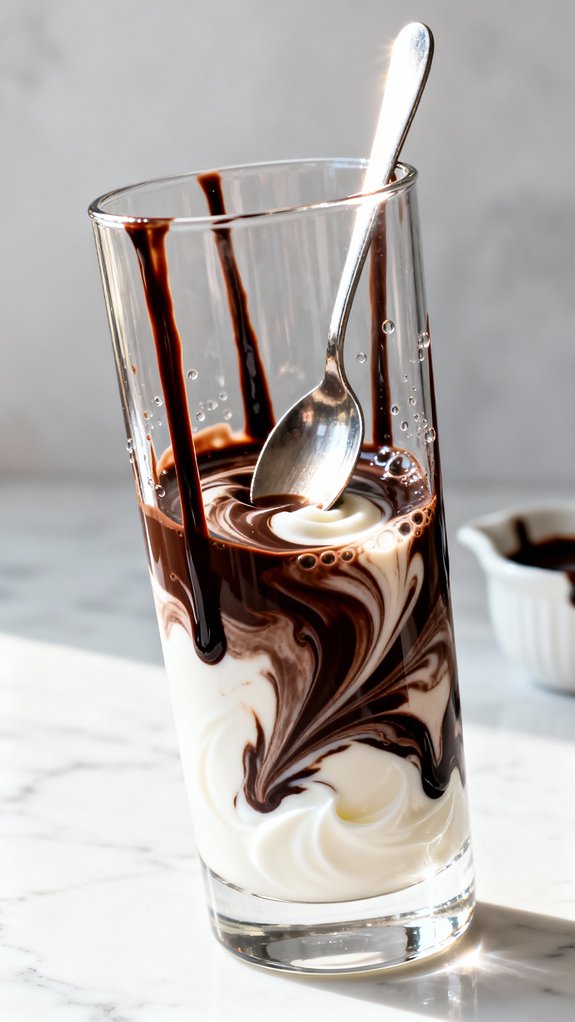 mix chocolate and cream