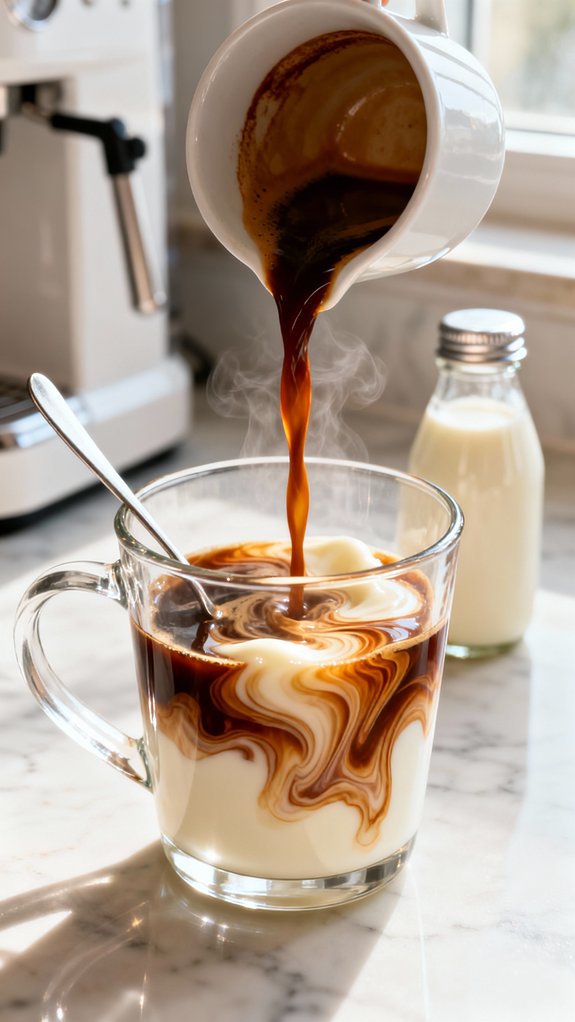mix espresso with condensed milk