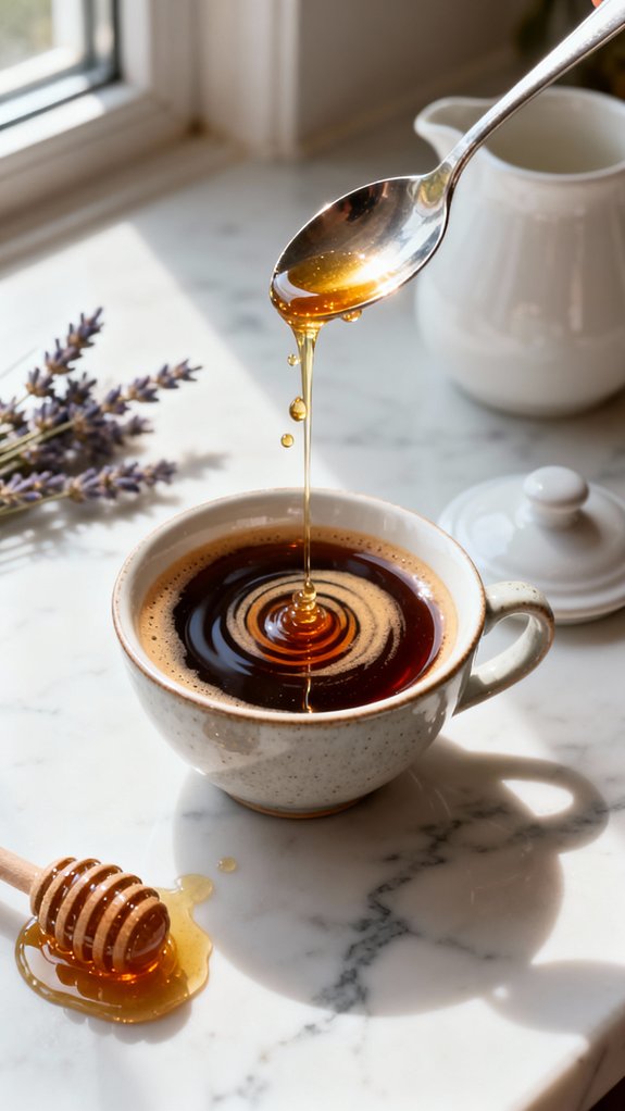 mix honey into hot espresso