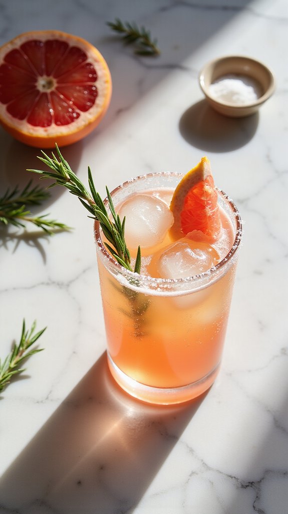 non alcoholic grapefruit herbal cocktail