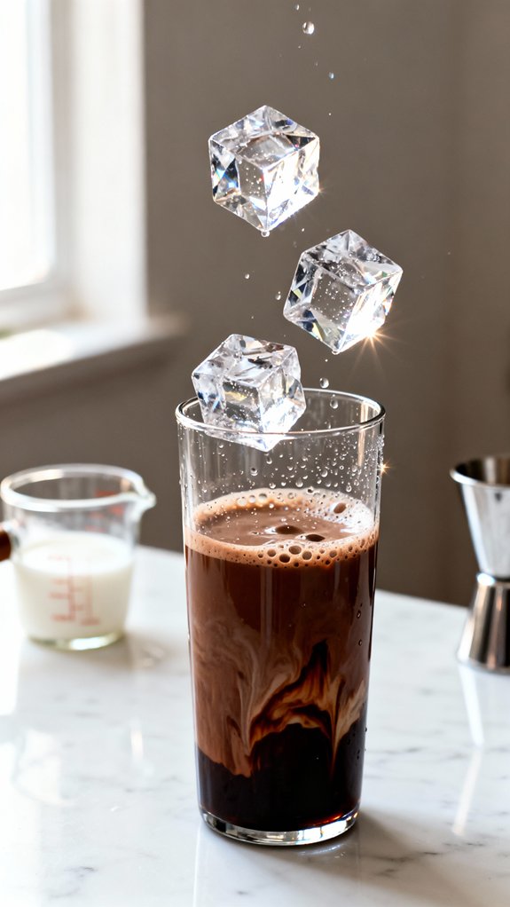 pack glass full of ice