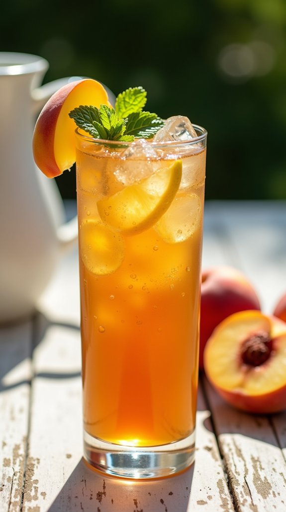 peach infused iced tea cocktail