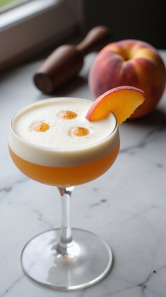 peach infused whiskey cocktail elegance