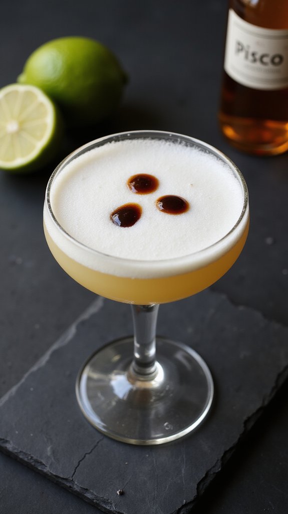 pisco sour elegant frothy cocktail