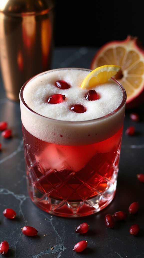 pomegranate infused whiskey cocktail elegance