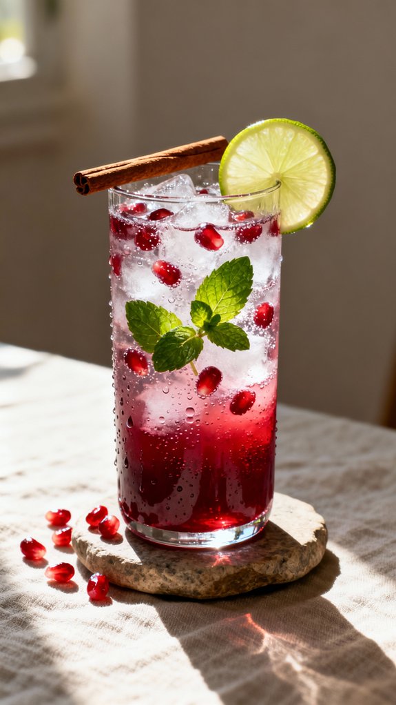 pomegranate mocktail with effervescence