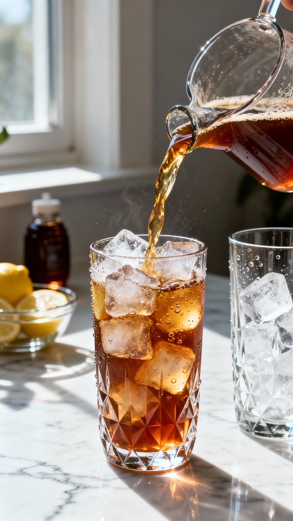 pour coffee lemonade over ice