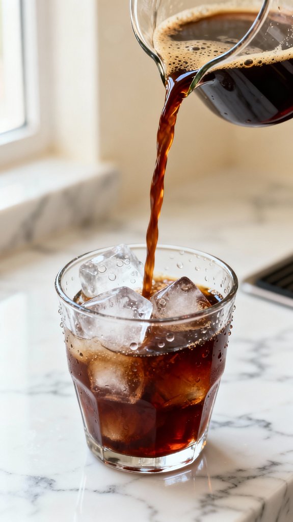 pour coffee over ice