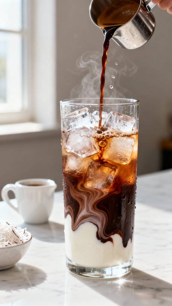 pour espresso over ice
