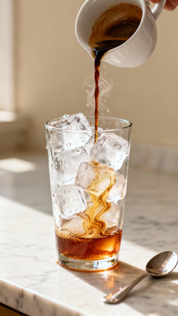 pour espresso over ice