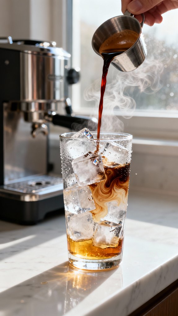 pour espresso over ice
