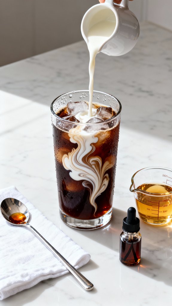 pour milk add sweetness