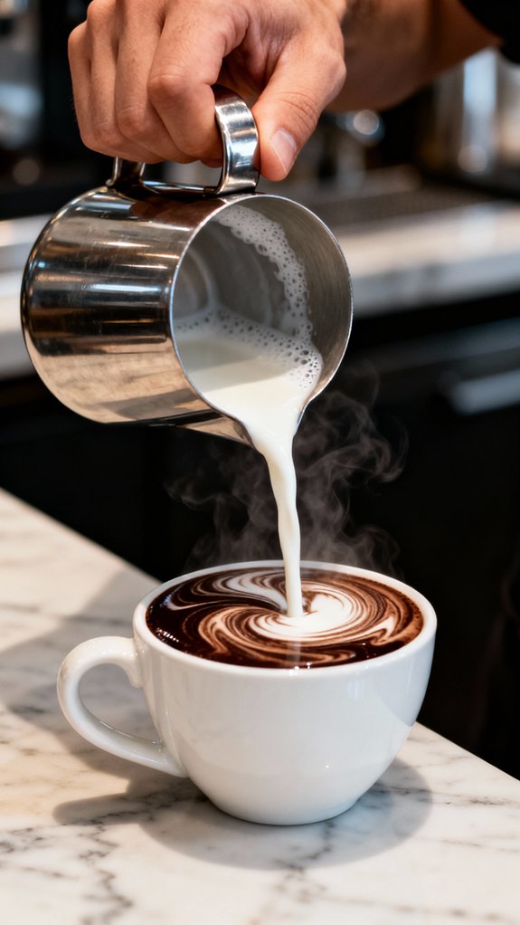 pour milk scoop foam