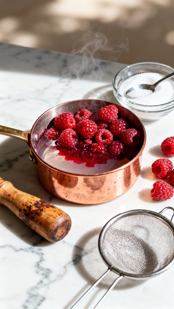 prepare raspberry sauce mixture