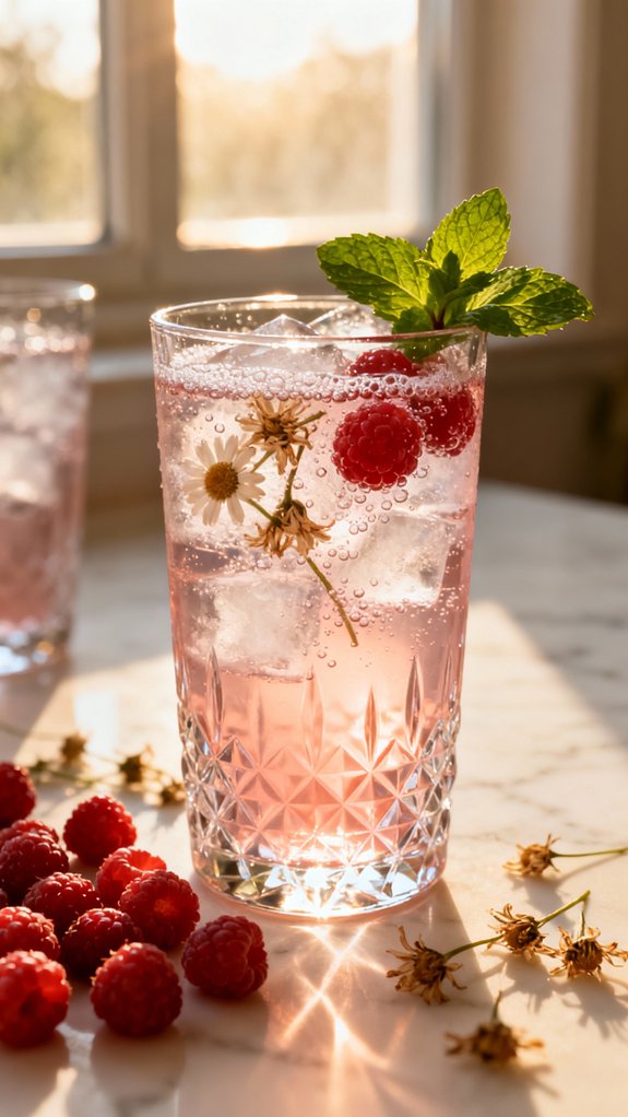 raspberry chamomile spring mocktail