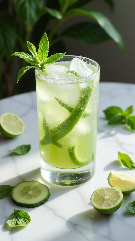 refreshing cucumber mint spritz