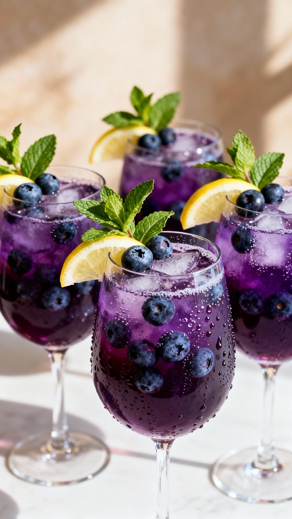 refreshing herbal blueberry mocktail
