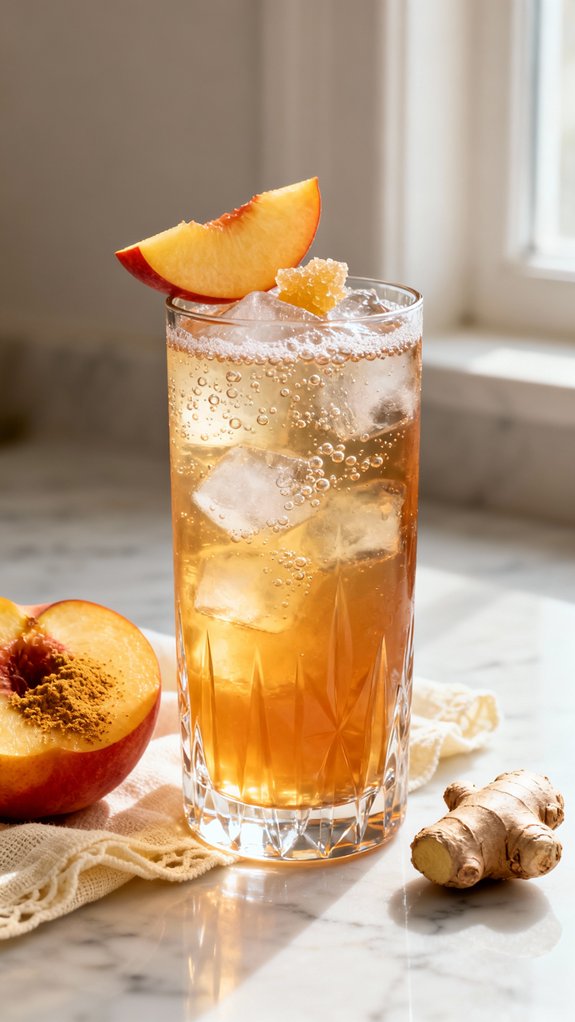 refreshing peach ginger mocktail
