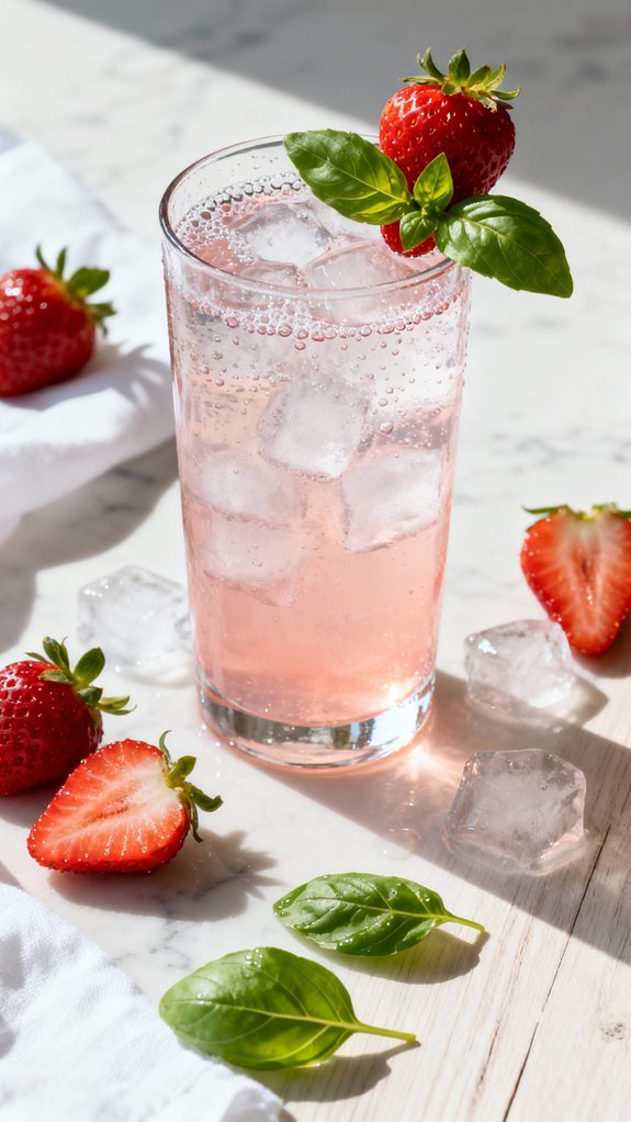 refreshing strawberry basil mocktail