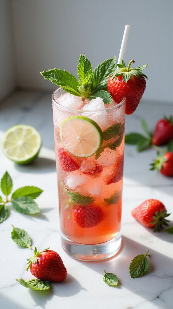 refreshing strawberry mint cocktail