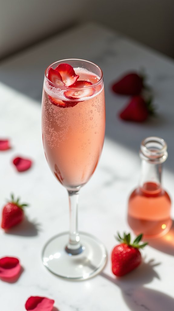 romantic champagne strawberry cocktail