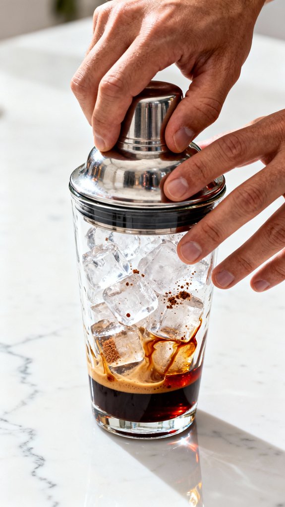 shake with ice cubes