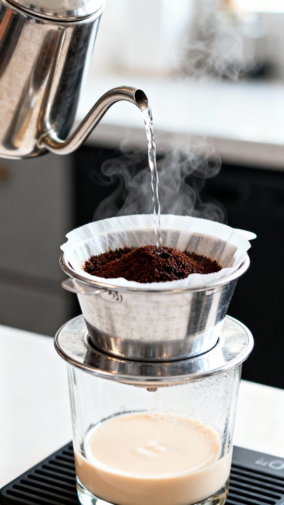 slowly pour boiling water