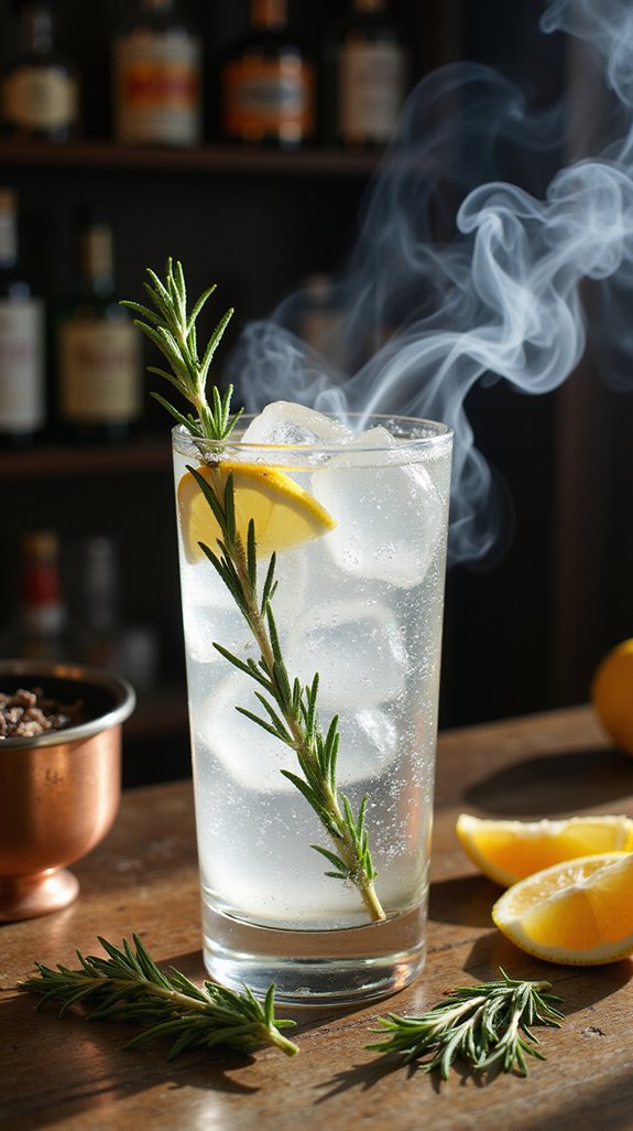 smoked rosemary enhances gin