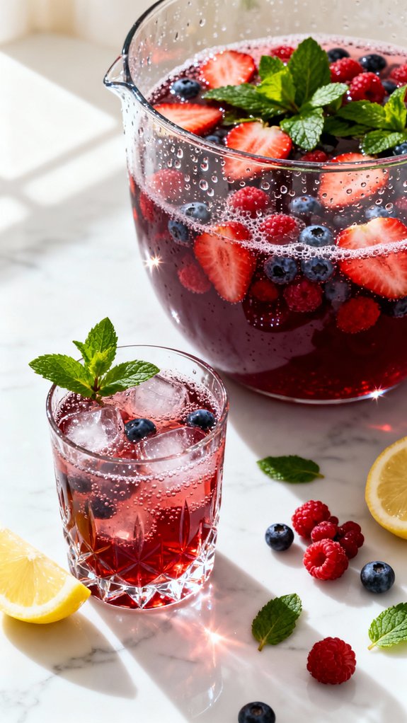 sparkling berry mint mocktail