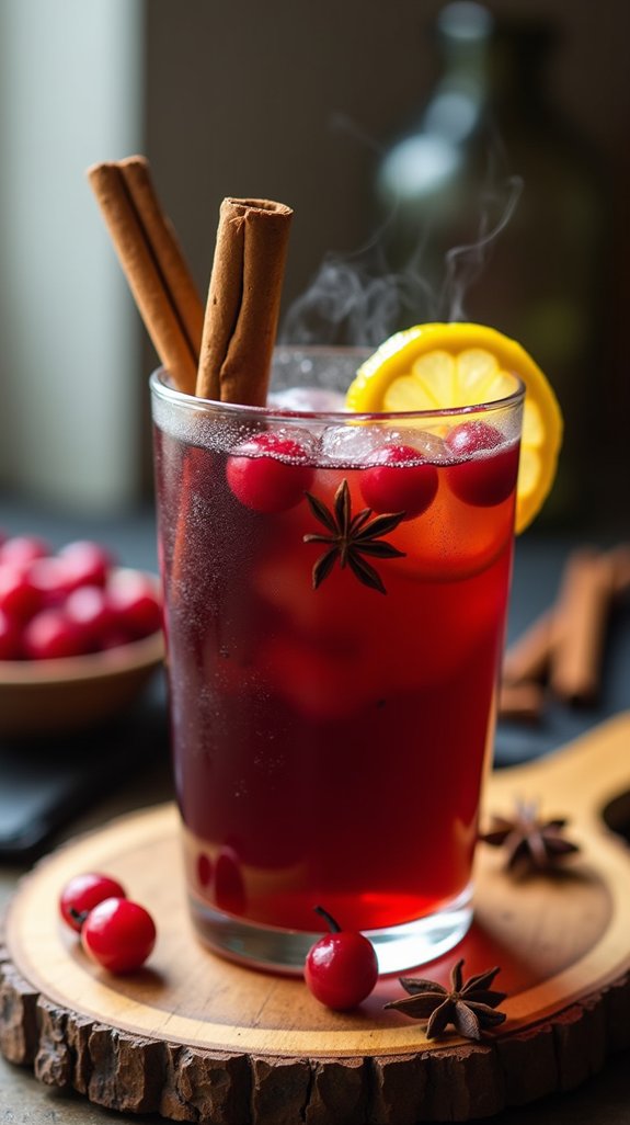 spiced cranberry warm cocktail