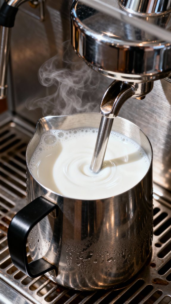steam milk to ideal temperature